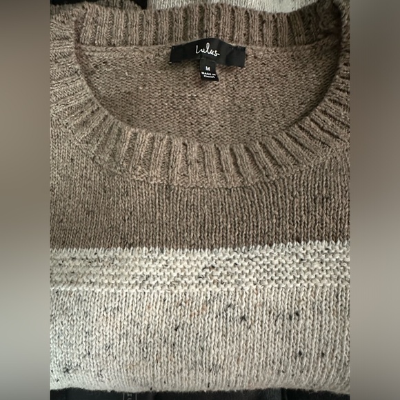 Lulu’s Snuggle Season Multi Striped Balloon Sleeve Sweater. Size M. - Picture 6 of 7